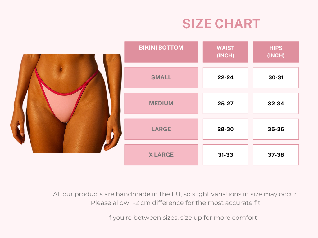 SIHANA Women's Baby Pink Bikini Bottom with Dark Pink Trims