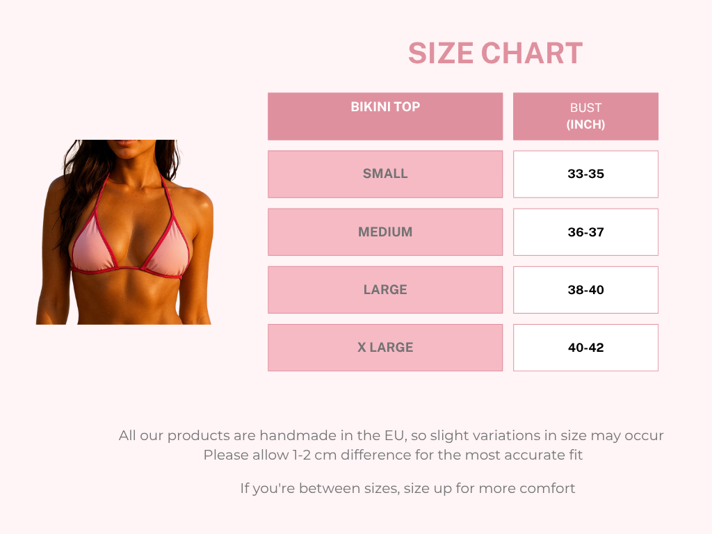 SIHANA Women's Baby Pink Bikini Triangle Top with Dark Pink Trims