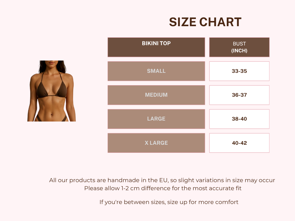 SIHANA Bikini Top Dark Brown Triangle Swimwear Adjustable Top